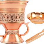 Metal Frankincense Resin Incense Burner, Incense Censer, Portable Bakhoor Burner, Charcoal Bakhoor Burner, Myrrh Burner with Tongs for Yoga, Spa Aromatherapy (Rose Gold)
