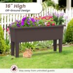 Giantex Raised Garden Beds Outdoor Set of 2, Self-Watering Planter Box with Detachable Legs & Drainage Hole, Outdoor Raised Container for Vegetable Fruit Herbs, 31.5”Lx12”Wx16”H, Easy Assembly (Brown) - Image 8