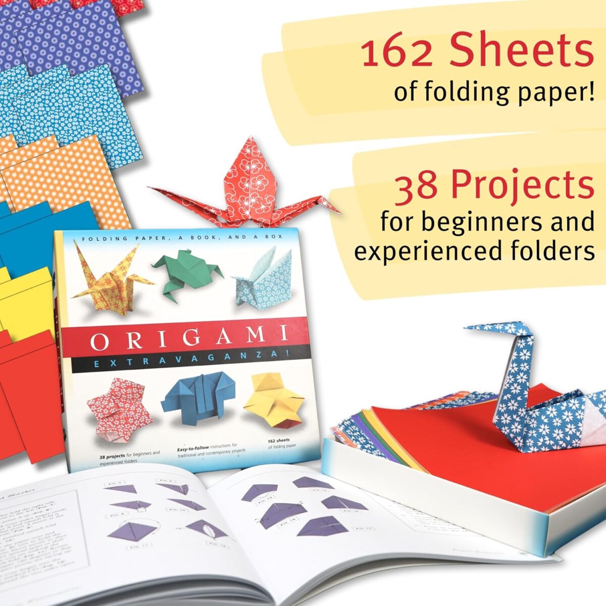 Origami Extravaganza! Folding Paper, a Book, and a Box: Origami Kit Includes Origami Book, 38 Fun Projects and 162 Origami Papers: Great for Both Kids and Adults - Image 4