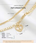 YANODA Initial Ankle Bracelets for Women 14K Gold Plated Layered Figaro Chain Letter Initial Anklets Handmade Layered Heart Ankle Bracelets Personalized Jewelry for Women - Image 6