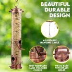 Bird Feeder for Outdoors (Brushed Copper) Squirrel Proof Hanging Bird Feeder with Locking Lid & Adjustable Hanger, Chew-Proof, Weather Resistant 14 Inches 4 Port - Image 5