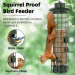 Squirrel Proof Bird Feeder,Metal Mesh Bird Feeders for Outdoors Hanging,Gravity Protection Squirrel Proof Wild Bird Feeders with Finch Cardinal Chickadee,3LB Large Capacity,Green - Image 2