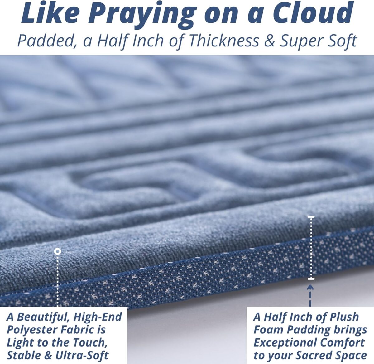 Sacred Artisans Prayer Mat, Pastel Indigo, Padded with Thick, Soft, Luxury Foam - Muslim Prayer Rug, Islamic Prayer Rug, Prayer Matt - Travel & Gift Ready for Ramadan & Eid - Image 4