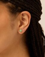 PAVOI 14K Gold Plated Hexagon Gemstone Stud Earrings for Women | Natural Birthstone Earring Pair - Image 2