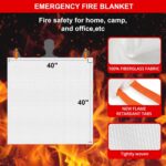 SecuCaptain Emergency Fire Blanket for Home and Kitchen - 2 Pack 40"x40" Flame Suppression Fiberglass Fire Blankets for House Camping Car Office Warehouse Emergency Survival Safety - Image 3