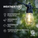 Brightech Ambience Pro Solar Powered Outdoor String Lights, 27 ft Commercial Grade Waterproof Patio Lights, 12 Edison Bulbs, Shatterproof LED String Lights for Outside, Porch - 1W Soft White - Image 2