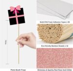Birthday Photo Booth Props Kit - Happy Birthday Party Favors Supplies Bday Party Decoration Set with Real Glitter Cute Bday Designs for Women or Girls - Easy to Assemble 30 Pieces (Rose Gold) - Image 4