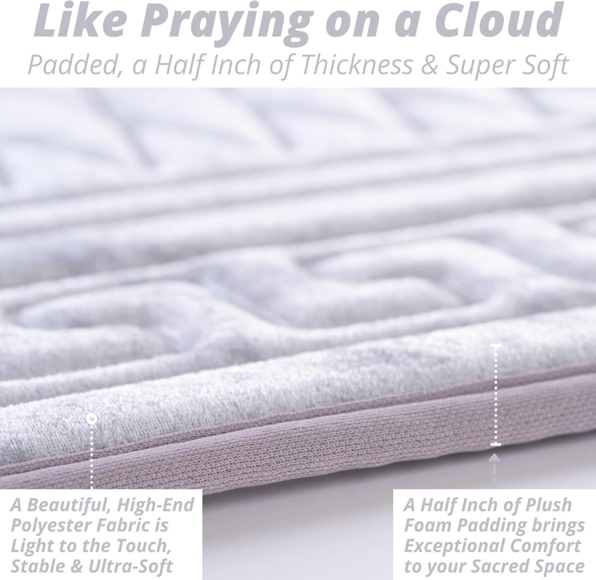 Sacred Artisans Prayer Mat, Sage Gray, Padded with Thick, Soft, Luxury Foam - Muslim Prayer Rug, Islamic Prayer Rug, Prayer Matt - Travel & Gift Ready for Ramadan & Eid - Image 4