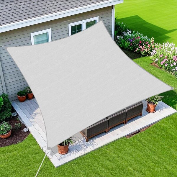 Amagenix Sun Shade Sail 16'X20' Curved Edge Outdoor Shade Canopy Light Grey Breathable 95% UV Block Shade Cloth for Patio Garden Backyard (We Make Custom Size)