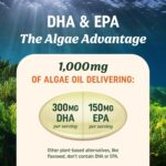 Vegan Omega 3 Algae Oil | Plant Based DHA EPA | Sustainably Sourced, No Carrageenan, Non GMO | Heart, Brain, and Eye Health | Fish Oil Alternative | Algae Omega 3 Supplement | 60 Softgel Capsules - Image 4