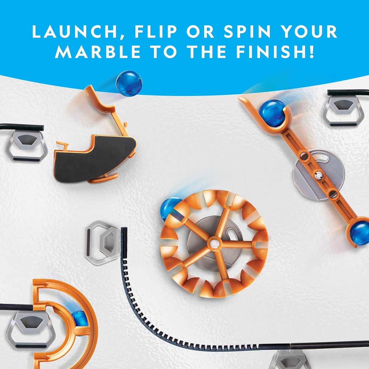 NATIONAL GEOGRAPHIC Magnetic Marble Run - 75-Piece STEM Building Set for Kids & Adults with Magnetic Track & Trick Pieces & Marbles for Building A Marble Maze, STEM Project (Amazon Exclusive) - Image 5