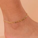 PAVOI 14K Gold Plated Charm Link Chain Anklets for Women | Dainty Cubic Zirconia Boho Dot Evil Eye Star Station Solitaire Pearl Beaded Festival Adjustable Gold Anklets - Image 2
