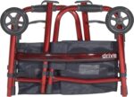 Drive Medical Deluxe Portable Folding Travel Walker with 5" Wheels and Fold up Legs, Red - Image 3