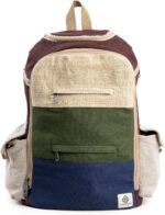 Large Hemp Backpack Multi 8 Functional Pocket Bag - Eco Friendly Unisex Rustic Durable Day Backpack by Freakmandu