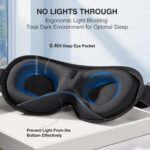 YFONG Weighted Sleep Mask, Women Men 3D Blocking Lights Sleeping Mask (4.2oz/120g), Pressure Relief Night Sleep Eye Mask with Adjustable Strap, Eye Cover Blindfold for Travel Nap Yoga, Black - Image 4