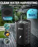 PYY Rain Water Collection Barrel - 100 Gallon Black Water Storage Tank with Spigots, Hose and Portable Bucket, Large Plastic Collapsible Rain Catcher Catchment System to Collect Rainwater from Gutter - Image 4