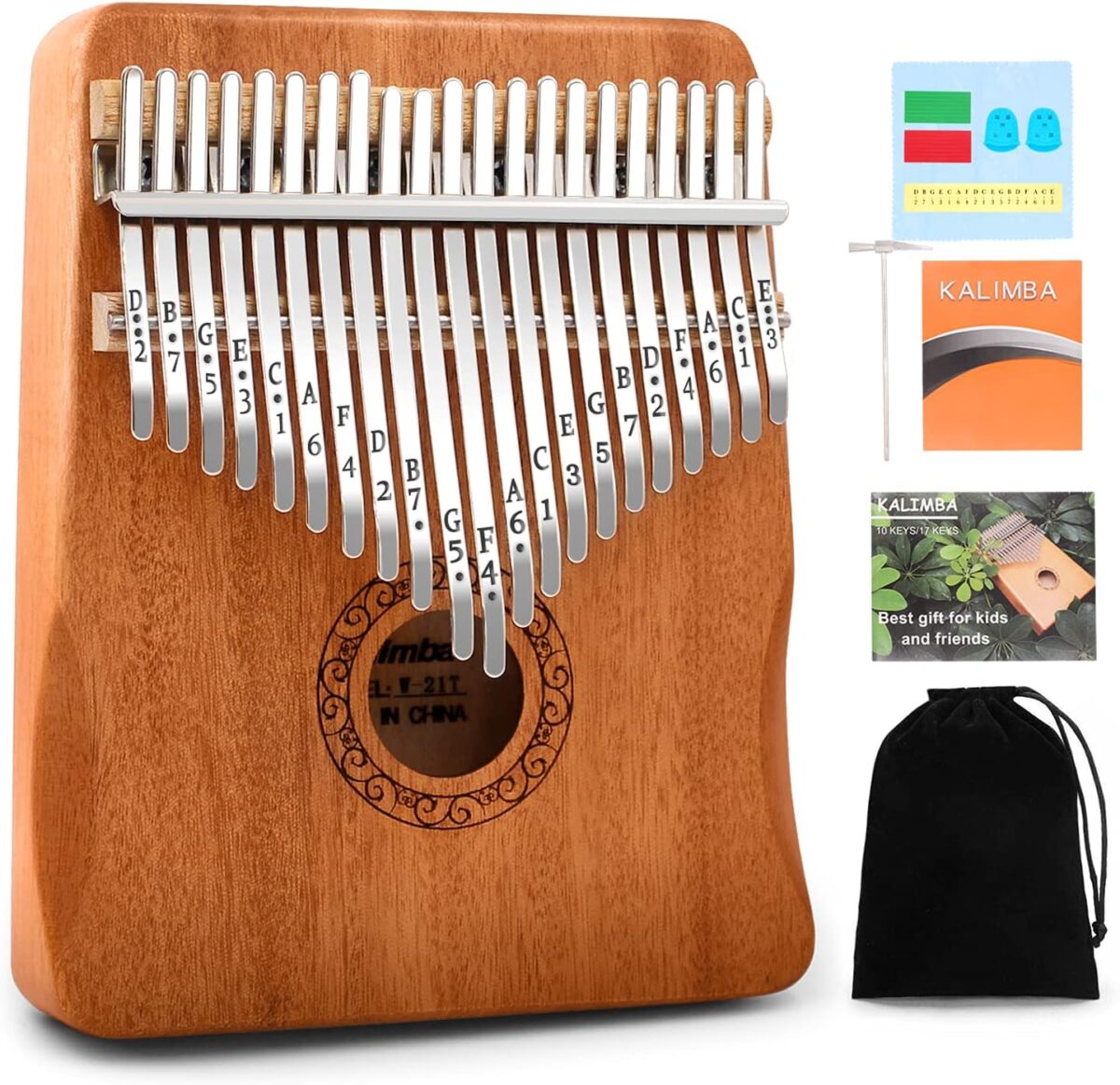 Kalimba Thumb Piano,YUNDIE Portable 21 Keys Mbira Finger Piano with Tune Hammer and Study Instruction,Musical Instruments Gift for Kid Adult Beginners Professional(Brown) - Image 1