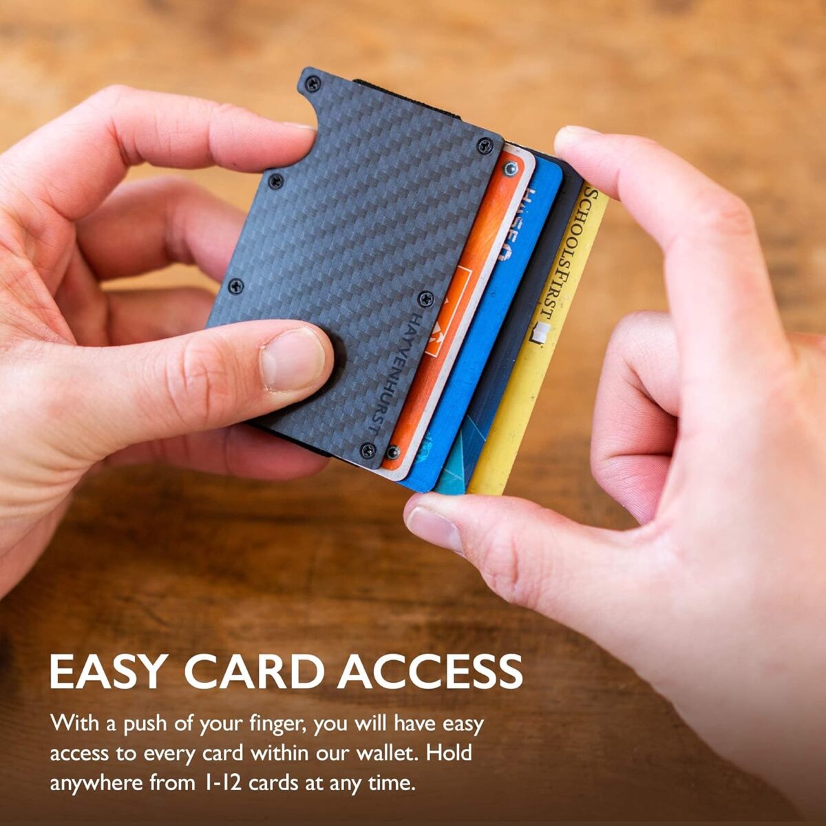 Hayvenhurst Wallet For Men - Reinvented Design Men's Wallet - Slim, Minimalistic & Seamless, Blocks RFID Scanners with a Money Clip (Carbon Fiber) - Image 3