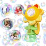 Sunflower Bubble Machine for Kids Automatic Flower Bubble Toy with Colorful Lighting for Toddlers 3 and up Bubble Maker Blower for Kids 4-8 Handheld 20000+ Bubble Machine Outdoor Toy Yellow
