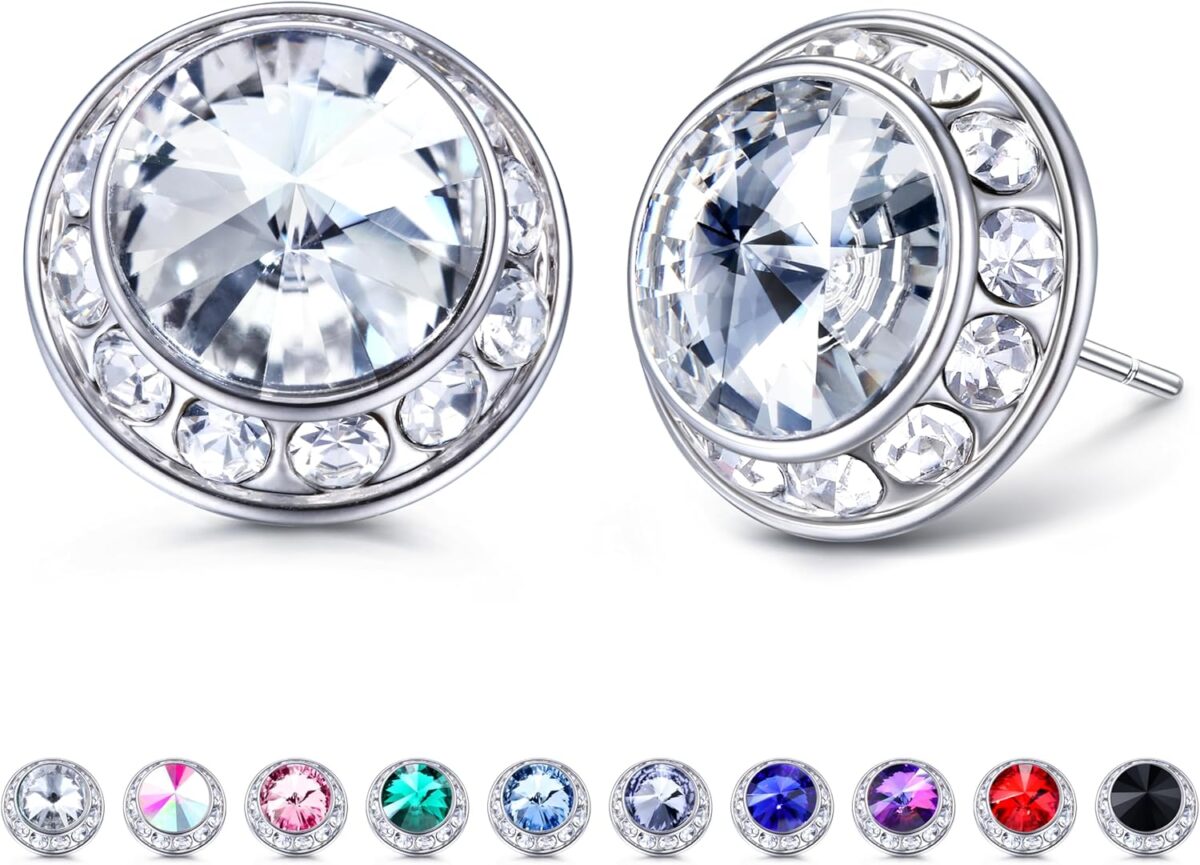 MILACOLATO Rhinestone Dance Competition Earrings Hypoallergenic Sterling Silver Post Stud Earrings 15mm Halo Crystal Stud Earrings for Dance Competitions Stage Opera Performance Wedding Bridal Earrings for Women - Image 1