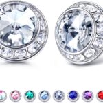 MILACOLATO Rhinestone Dance Competition Earrings Hypoallergenic Sterling Silver Post Stud Earrings 15mm Halo Crystal Stud Earrings for Dance Competitions Stage Opera Performance Wedding Bridal Earrings for Women