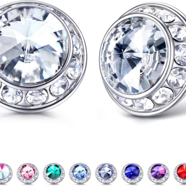 MILACOLATO Rhinestone Dance Competition Earrings Hypoallergenic Sterling Silver Post Stud Earrings 15mm Halo Crystal Stud Earrings for Dance Competitions Stage Opera Performance Wedding Bridal Earrings for Women