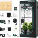 MARS HYDRO 3x3 Grow Tent Kit Complete System,150W TS1000 LED Dimmable Grow Light, 32"x32"x63" 1680D High Reflective Mylar Grow System with 4inch Adjustable Speed Ventilation System,10 Speed Clip Fan
