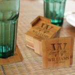 My Personal Memories Custom Engraved Bamboo Wood Coasters - Personalized Coaster Set for Drinks, Weddings, Couples with Holder (Square Bamboo) - Image 3