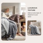 Bedsure Sherpa Fleece Throw Blanket for Couch - Thick and Warm Blanket for Winter, Soft Fuzzy Plush Throw Gift for Women, Grey, 50x60 Inches - Image 4