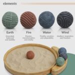 Japanese Zen Garden Kit for Desk - Premium Sand Garden - Mini Zen Décor Office Desktop Accessories - Bamboo Crafted Meditation Therapy Tray - Gift Set - 4 Stamp Spheres Natural Rake Custom Holder - Image 7