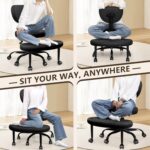 Cross Legged Office Chair with Wheels, Meditation Chair, ADHD Desk Chair for Adults, Adjustable Height Yoga Office Chair, Wide Criss Cross Chair with Lumbar Support, Kneeling Chair-Black - Image 4