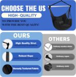 Hanging Chair Indoor Swing, Max 500 Lbs, 2 Cushions Included, Steel Spreader Bar with Anti-Slip Rings, Indoor/Outdoor Use, Side Pocket, Boho Style - Image 5