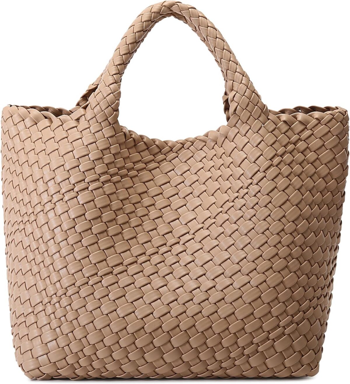 Woven Bag for Women, Vegan Leather Tote Bag Large Summer Beach Travel Handbag and Purse Retro Handmade Shoulder Bag - Image 1