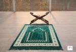 TB Islamic Prayer Rug Thick Soft Velvet Muslim Mat Unique Arabic Turkish African Embroidered Design Prayer Bead Daily Salah Prayer Meditation Ramadan Eid Gift for Women Men Kids (Green) - Image 7