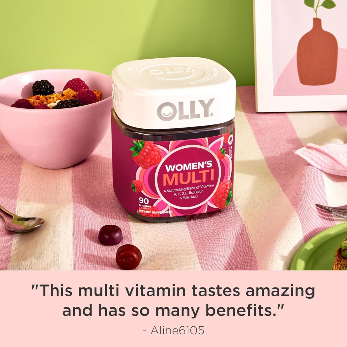 OLLY Women's Multivitamin Gummy, Vitamins A, D, C, E, Biotin, Folic Acid, Adult Chewable Vitamin, Berry Flavor, 45 Day Supply - 90 Count - Image 7