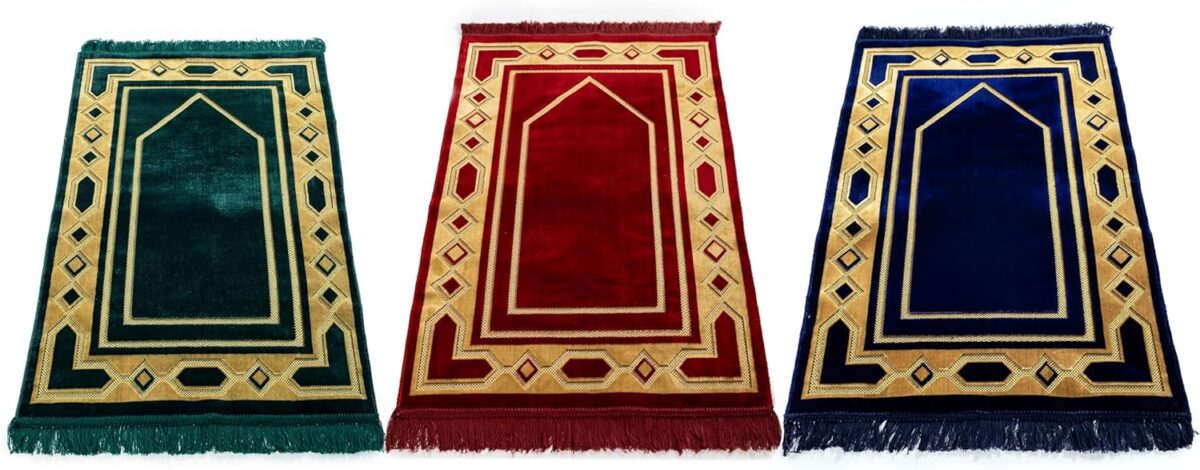 Home Collection Islamic Prayer Mat - Islam Praying Rug for Muslim Women & Men - Soft Turkish Salah Mats Eid & Ramadan Gifts - Pray Bead (Tesbih) Included - Made in Turkiye - Green - Image 7