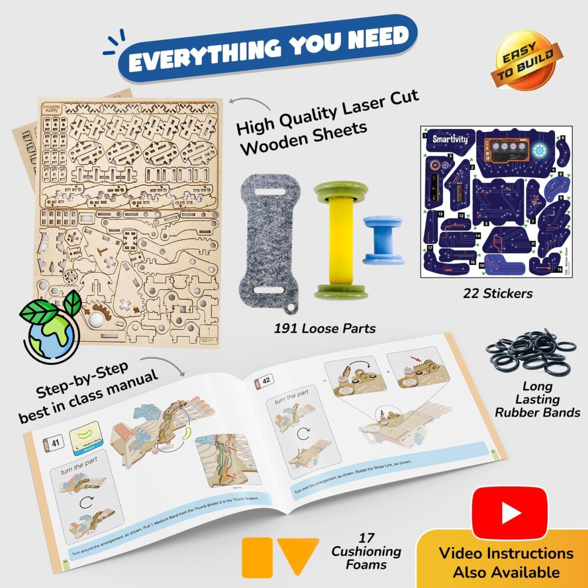 Smartivity DIY Robotic Mechanical Hand STEM Toy for Kids 8-9-10-11-12-13-14 Years Old | 2024 Parents Choice Award Winner I Birthday Gift for Boys & Girls | Engineering Kit for 8-14 Years Old - Image 6