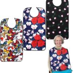 Pafusen 3 Pack Adult Bibs for Women, Reusable Adult Bibs for Eating with Optional Crumb Catcher, Waterproof Washable Dining Clothing Protector, Gifts for Women/Mom