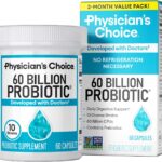 Physician's CHOICE Probiotics 60 Billion CFU - 10 Strains + Organic Prebiotics - Immune, Digestive & Gut Health - Supports Occasional Constipation, Diarrhea, Gas & Bloating - for Women & Men - 60ct