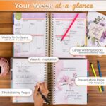 Christian Art Gifts Inspirational 18 Month Wirebound 2025 Planner for Women: Through Christ - Encouraging Bible Verse Personal Week Organizer w/Elastic Closure Aug 2024-Jan 2026, Pink & Green Floral - Image 5
