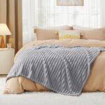 Bedsure Throw Blanket for Couch - GentleSoft Cozy Soft Blankets for Women, Cute Small Fleece Throws for Girls, Light Grey, 50x60 Inches - Image 6