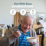 BUNMO Utensils for Elderly, Arthritis, Weak Hand Grip, Tremors & Handicapped - Convenient Travel Pouch - 2.6oz Lightweight - Stainless Steel - Eat Independently - Adaptive Gray 4 Piece Set - Image 2