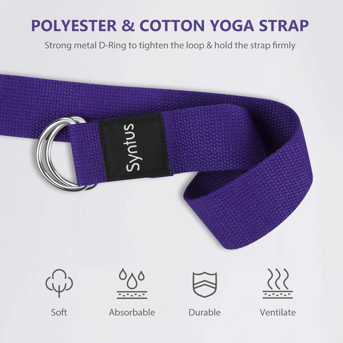 Syntus Yoga Block and Yoga Strap Set, 2 Soft Non-Slip Yoga Blocks 9×6×4 inches, 8FT Metal D-Ring Strap for Yoga, General Fitness, Pilates, Stretching and Toning - Image 5