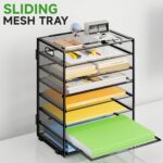 8 Tier Paper Organizer with Handle, Metal Mesh Desk File Organizer, Large Capacity Desk Organizer Paper Letter Tray Organizer for Office, Home or School File Folder Holder - Black - Image 5