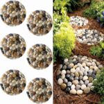 Garden Stepping Stones Outdoor,Pebble Stepping Stones for Garden Walkway,Decoration Polished River Rock for Yard, Pathway,Landscaping, 9 inch Round Decorative Stone Sheet Set 6pcs