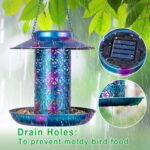 Ottsuls Solar Bird Feeder for Outdoors Hanging, Metal Wild Cardinals Garden Lantern with S Hook, Weatherproof and Water Resistant Birdfeeders as Gift Idea for Women Mom Grandma Bird Lovers (Blue) - Image 5