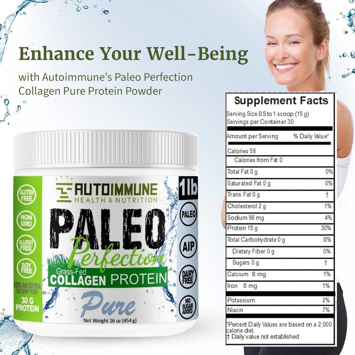 Autoimmune Health & Nutrition Collagen Protein Powder for Women & Men - Soy, Gluten, & Dairy Free Non GMO Collagen Protein from Grass-Fed Beef - 1 lb - Image 2