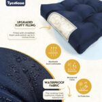 All Weather Wicker Chair Cushions of 3 Pieces, Waterproof Outdoor Wicker Chair Cushion for Patio Furniture Loveseat Settee Bench, 1 Loveseat and 2 U-Shaped Thickened Cushions, Blue - Image 4