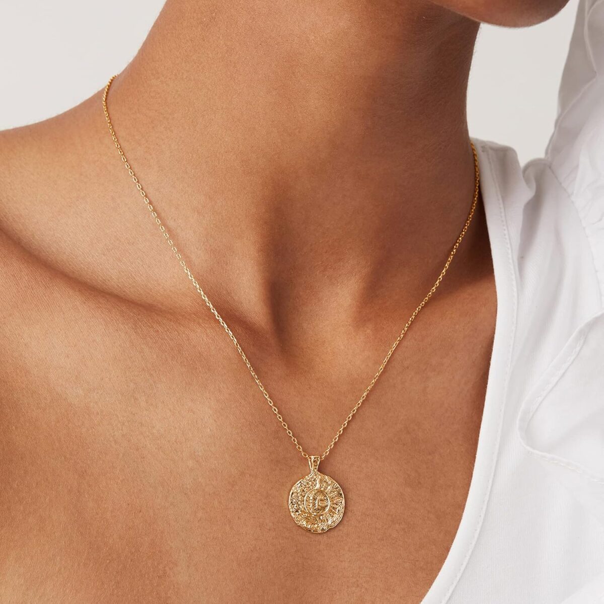 PAVOI 14K Gold Plated Engraved Coin Pendant Necklaces for Women | Byzantine Coin Pendants | Bohemian Necklace - Image 2