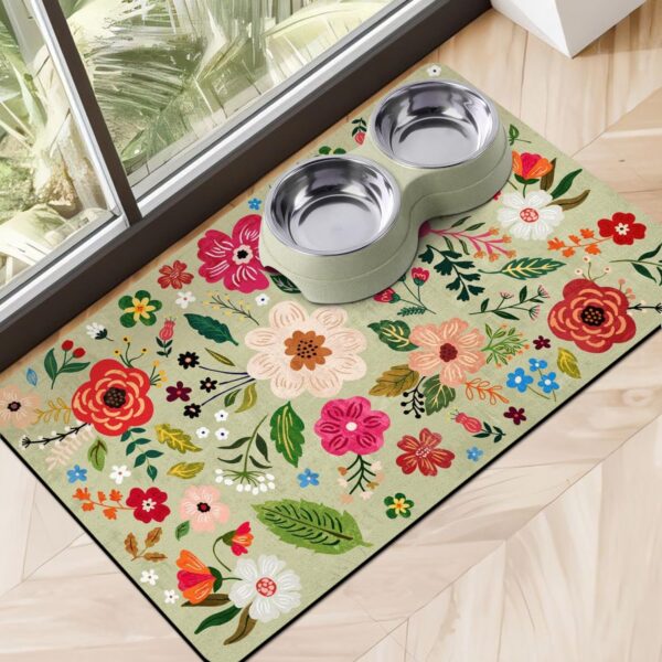 Eco-Friendly Pet Supplies: 17"x30" Absorbent Quick Dry Dog Bowl Mats for Food and Water Dispenser, Cat Food Mat